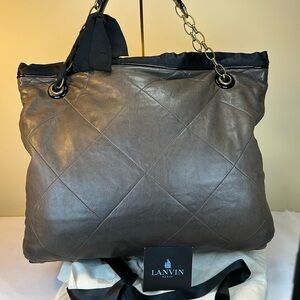 Lanvin Gray Quilted Leather Bag